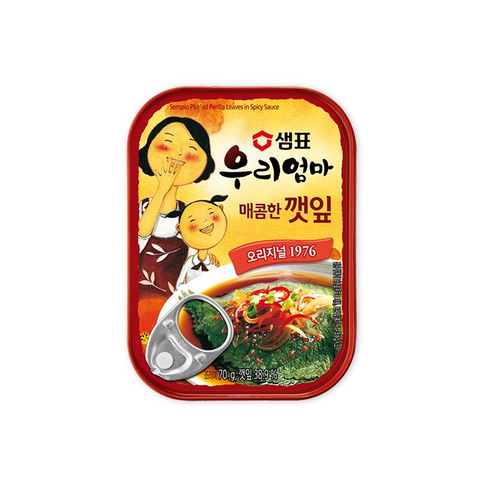 7563 Sempio Pickled Perilla Leaves in Spicy Sauce 샘표 매콤한 깻잎