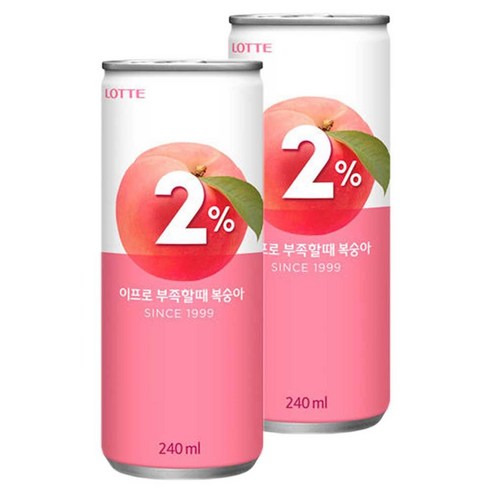 1773 Lotte Chilsung 2% Peach 롯데칠성 2% 복숭아 240ml