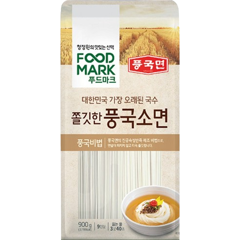 2628 Daesang Foodmark Wheat Noodle, Thin Round 대상 푸드마크 찰진국수 소면 900g