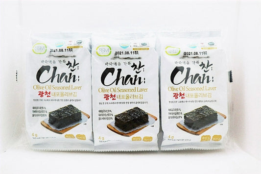 6320 Chan Olive Oil Seasoned Seaweed Snack 3packs 찬 올리브김 도시락 3단(수출용)